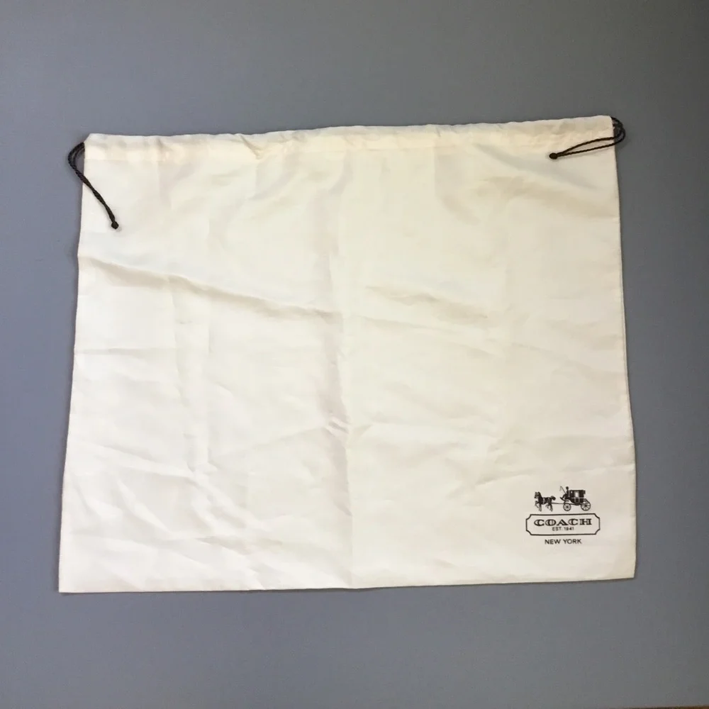 Coach Cream Drawstring Dust Bag with Black Logo